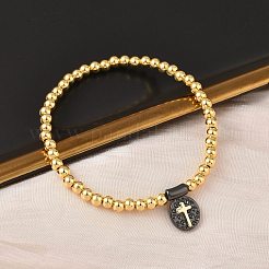 Brass Oval Charms Bracelets&nbsp;BJEW-B148-03B-04