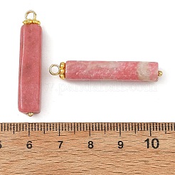 天然チューライトのペンダント  長方形チャーム  ゴールドカラー  36~38x7~7.5x6~7mm  穴：2mm&nbsp;PALLOY-JF06045