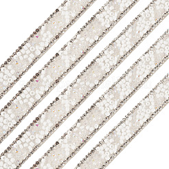 ラインストーンリボンのトリミングの修正  マスクと衣装のアクセサリー  ホワイト  12x2mm&nbsp;DIY-TAC0051-002D-1