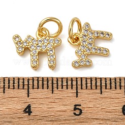 Brass Micro Pave Cubic Zirconia Chai Charms&nbsp;KK-P308-62G