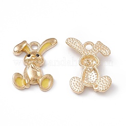 合金エナメルチャーム  ライトゴールド  うさぎチャーム  ゴールド  20x14x3mm  穴：2mm&nbsp;ENAM-C006-05KCG-05