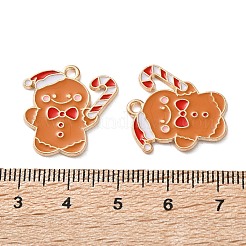 合金エナメルチャーム  クリスマステーマ  ライトゴールド  ジンジャーブレッドマン  20.5x20x1.3mm  穴：1.6mm&nbsp;ENAM-I061-01KCG-11