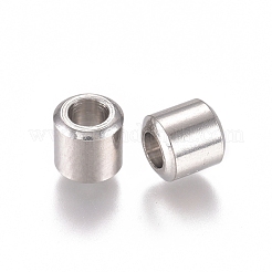 変色しにくい201ステンレススチールビーズ  コラム  ステンレス鋼色  5x5mm  穴：2.5mm&nbsp;STAS-G225-36P-01