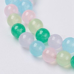 天然石ホワイトジェイドビーズ連売り  染め  ラウンド  ミックスカラー  6mm  穴：0.8mm  約63個/連  14.5インチ（37cm）&nbsp;G-G756-01-6mm
