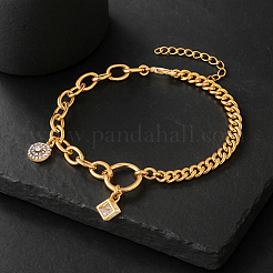 4Pcs 4 Styles Alloy Rhinestone Charm Bracelets&nbsp;BJEW-HY0001-11