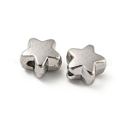 合金ビーズ  長持ちメッキ  鉛フリー＆カドミウムフリー＆ニッケルフリー  スター  プラチナ  8x8.5x5mm  穴：1.5mm&nbsp;PALLOY-K020-05P