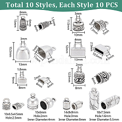 100Pcs 10 Style Tibetan Style Alloy Cord Ends&nbsp;TIBEP-PH0001-50