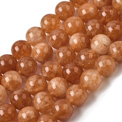 天然石ホワイトジェイドビーズ連売り  染め  ラウンド  チョコレート  10~10.5mm  穴：1mm  約37個/連  14.69~15''（37.3~38.1センチメートル）&nbsp;G-H348-10mm-10