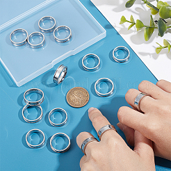16Pcs 4 Size 201 Stainless Steel Grooved Finger Ring Settings&nbsp;STAS-UN0051-70