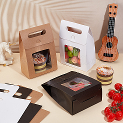 Folding Paper Gift Bags with Hole Handle and Plastic Visible Window&nbsp;LS-ABAG-WH0038-52B-02