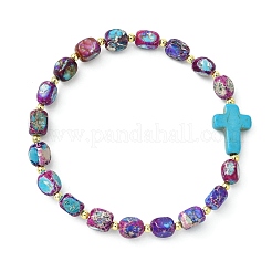 Synthetic Turquoise & Natural  Imperial Jasper Beads Stretch Bracelets for Women Men&nbsp;BJEW-JB13846