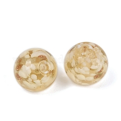 手作りゴールドパウダー入りランプワークビーズ  ラウンド  モカシン  10~10.5mm  穴：1.6~1.8mm&nbsp;LAMP-H069-03A