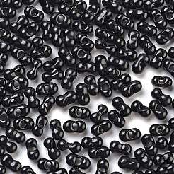 焼付塗装ガラスシードビーズ  ピーナッツ  ブラック  2~2.5x4x2mm  穴：0.8mm  約15000個/ポンド&nbsp;SEED-A033-04A