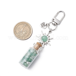 Glass Wishing Bottle with Natural & Synthetic Gemstone Chips inside Pendant Decorations&nbsp;GG-CJ167A