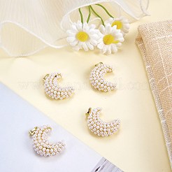 真鍮とABSプラスチックの模造真珠ペンダント5個  ムーン  28x21x9.5mm  穴：5.5x3.5mm&nbsp;KK-SZ0003-15A