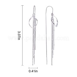 Anti-Tarnish Rhodium Plated 925 Sterling Silver Teardrop with Chain Tassel Dangle Earrings&nbsp;JE1044A