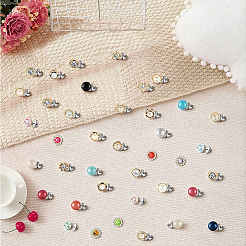 39Pcs Flower & Flat Round ABS Plastic with Alloy Lapel Pin Backs for Backpack Clothes&nbsp;JEWB-GF0001-55