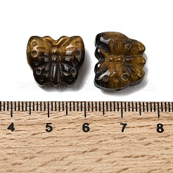 天然タイガーアイ彫刻ビーズ  蝶  13.5~14x15.5~16x6.5~7mm  穴：1.4mm&nbsp;G-L636-B02-01