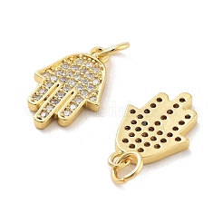 Rack Plating Brass Micro Pave Clear Cubic Zirconia Pendants&nbsp;KK-C063-13G