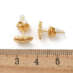 女性用304ステンレススチールスタッドピアス  ゴールドカラー  ハート  6x10mm&nbsp;LS-STAS-Z117-16G-01
