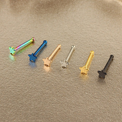 304ステンレススチール製スターノーズボーンリング  ブラック  7mm  ピン：0.8mm  ヘッド：3mm&nbsp;WGFF656-04