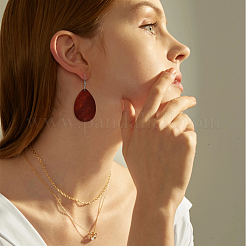 8 Pairs 8 Style Natural Wood Flat Round & Teardrop Dangle Earrings&nbsp;EJEW-FI0001-48