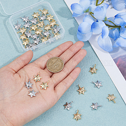 40本2色合金ペンダント  花模様のダビデの星  プラチナ·ゴールデン  18x12x4mm  穴：2.5mm  20個/カラー&nbsp;FIND-DC0005-50
