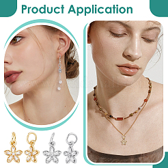 10Pcs 2 Colors Rack Plating Brass Pave Clear Cubic Zirconia Flower Charms&nbsp;KK-BC0015-24