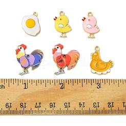 12個6スタイルアロイエナメルペンダント  鶏と卵のチャーム  混合図形  19~23x15~19.5x2~3mm  穴：1.5~1.6mm  2個/スタイル&nbsp;FIND-FS0002-38