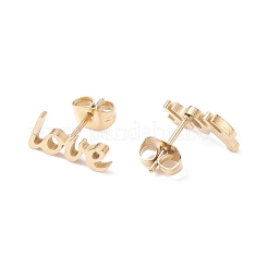 Word Love 304 Stainless Steel Stud Earrings for Women&nbsp;EJEW-Z017-10G