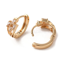 Brass Micro Pave Cubic Zirconia Hoop Earrings&nbsp;EJEW-C073-45KCG