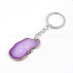 Plated Natural Agate Keychain&nbsp;KEYC-S252-09