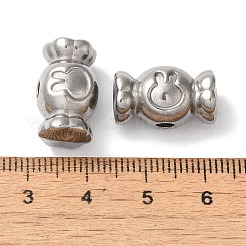 変色しにくい304ステンレススチールビーズ  うさぎのお菓子  ステンレス鋼色  10x18x10mm  穴：3mm&nbsp;STAS-I305-208P