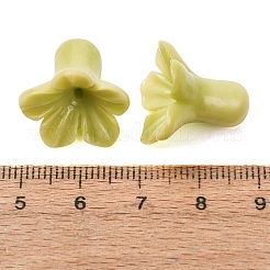 染色された合成珊瑚彫刻ビーズ  ツートンカラーの花  ダークカーキ  17x18.5mm  穴：1.5mm&nbsp;GG-CBAE64B-02B-03