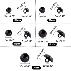 300個5スタイルクラフトプラスチック人形の目  ぬいぐるみの目  キノコ  ブラック  10~17x9~10.5mm  穴：3~3.1mm&nbsp;DIY-PH0006-50