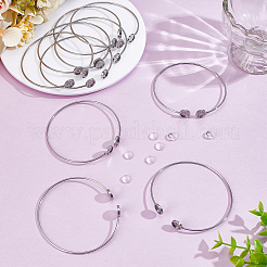 10Pcs 304 Stainless Steel Cuff Blank Bangle Bases with Round Tray&nbsp;STAS-HY0001-70