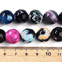 染め加工天然石瑪瑙ビーズ連売り  ラウンド  多面カット  ミックスカラー  13~13.5x13~13.5mm  穴：1mm  約28個/連  14.96~15.48''（38~38.7センチメートル）&nbsp;G-T141-01A-01