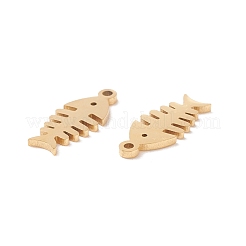 304ステンレスペンダント  魚の骨  ゴールドカラー  14x6x0.8mm  穴：1mm&nbsp;STAS-E159-08G