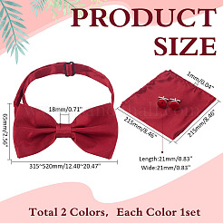 2 Bags 2 Colors Polyester Men's Bow Tie & Cufflink & Handkerchief Sets&nbsp;AJEW-ME0001-15