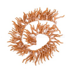 不透明アクリル模造サンゴビーズ連売り  ナゲット  ツートン  砂茶色  46~48x34~35x7~8mm  穴：1.4mm  約50個/連  18.50''（47センチメートル）&nbsp;SACR-P033-02B-07