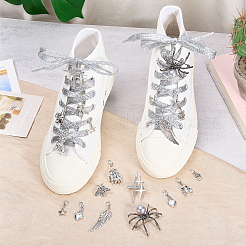 20Pcs Alloy & 316 Stainless Steel Shoes Charms and Alloy Brooches and Glitter Polyester Cord Shoelace Sets&nbsp;SJEW-JOY00001