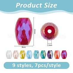 63Pcs 9 Colors Electroplate Glass Beads&nbsp;EGLA-DC0001-19