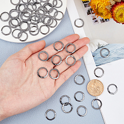 ジュエリーアクセサリー用の真鍮のリンクリング  リング  ガンメタ色  16x1mm  内径：12.5mm  60個/箱&nbsp;KK-PH0001-63B