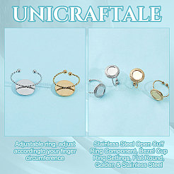 10Pcs 2 Colors 304 Stainless Steel Open Cuff Ring Component&nbsp;STAS-UN0049-04