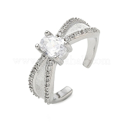 Brass Micro Pave Cubic Zirconia Cuff Open Rings&nbsp;RJEW-C163-06P
