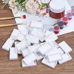 長方形のプラスチック製の空の水彩絵の具入れ  ペイントケースアートパレット用品用  ホワイト  47.5x28x10mm  内径：44.5x25mm&nbsp;KY-WH0045-90