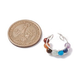 Chakra Theme Natural & Synthetic Mixed Gemstone Cuff Earrings&nbsp;EJEW-JE05698-01