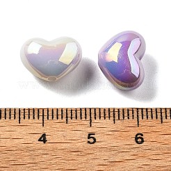 UVメッキ不透明アクリルビーズ  虹色の  ハート  ミックスカラー  10x13.5x8mm  穴：1.6mm&nbsp;PACR-Q005-01