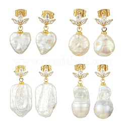 Brass Micro Pave Cubic Zirconia Stud Dangle Earrings for Women&nbsp;EJEW-JE07279