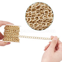 アルミツイストカーブチェーン  溶接されていない  スプール付き  ゴールデン＆シルバー  10x6.5x1.8mm  2のロール/セット&nbsp;CHA-TA0001-04